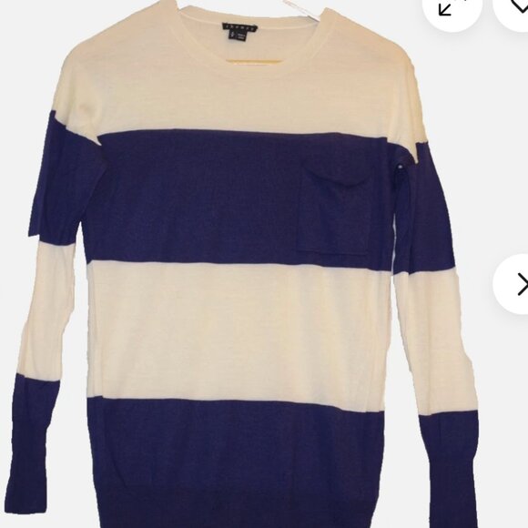Theory merino wool Striped Crewneck Sweater - Navy and Cream women size S - Picture 8 of 10